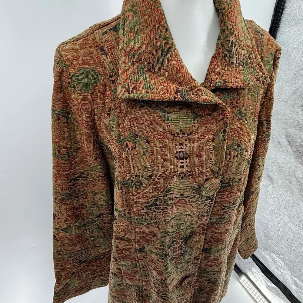 Habitat Tapestry Jacket Multicolor Long Sleeve Button-Front Woven Coat, Size L - Picture 6 of 12